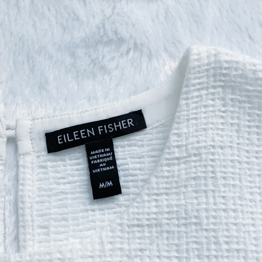Like New Eileen Fisher White Tencel & Organic Cotton Honeycomb Box Top - Picture 7 of 8